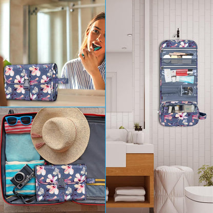 Portable Toiletry Cosmetic Travel Bag, Large Water Resistant Hanging Makeup Organizer Storage Pouch Case for Women Girls (Jungle Night)