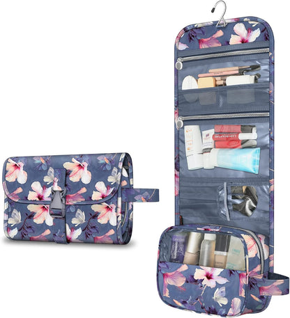 Portable Toiletry Cosmetic Travel Bag, Large Water Resistant Hanging Makeup Organizer Storage Pouch Case for Women Girls (Jungle Night)