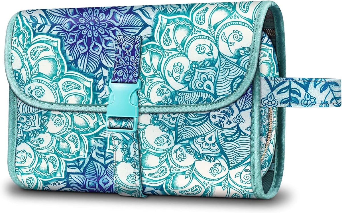 Portable Toiletry Cosmetic Travel Bag, Large Water Resistant Hanging Makeup Organizer Storage Pouch Case for Women Girls (Jungle Night)
