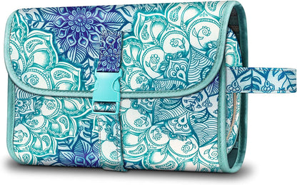 Portable Toiletry Cosmetic Travel Bag, Large Water Resistant Hanging Makeup Organizer Storage Pouch Case for Women Girls (Jungle Night)