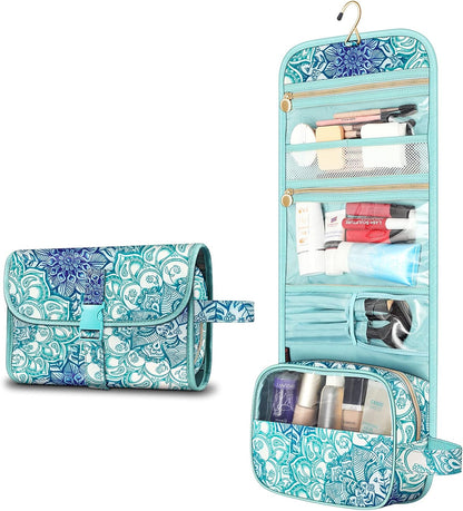 Portable Toiletry Cosmetic Travel Bag, Large Water Resistant Hanging Makeup Organizer Storage Pouch Case for Women Girls (Jungle Night)