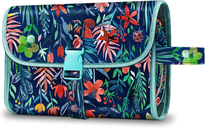 Portable Toiletry Cosmetic Travel Bag, Large Water Resistant Hanging Makeup Organizer Storage Pouch Case for Women Girls (Jungle Night)