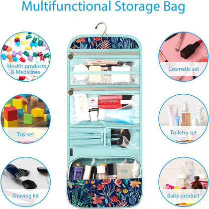 Portable Toiletry Cosmetic Travel Bag, Large Water Resistant Hanging Makeup Organizer Storage Pouch Case for Women Girls (Jungle Night)