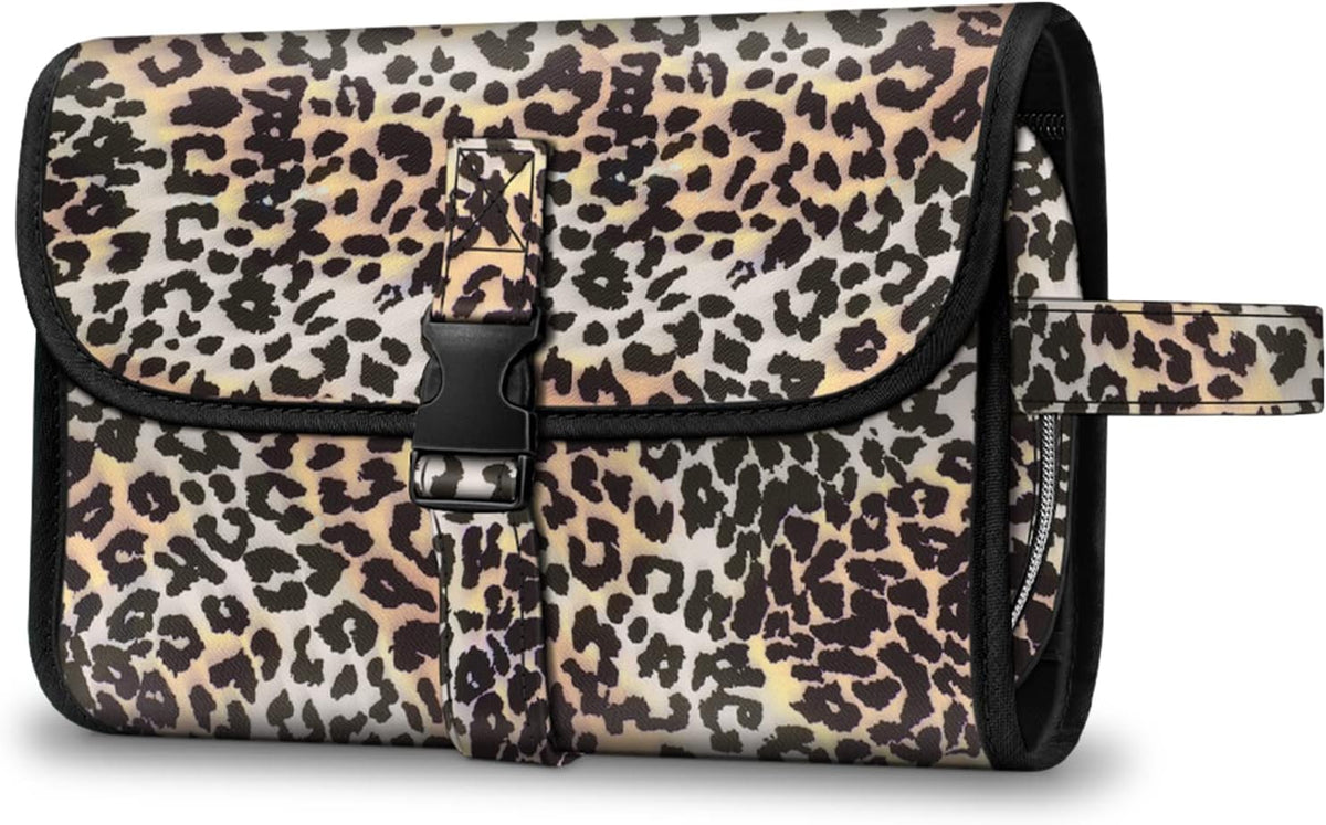 Portable Toiletry Cosmetic Travel Bag, Large Water Resistant Hanging Makeup Organizer Storage Pouch Case for Women Girls (Jungle Night)