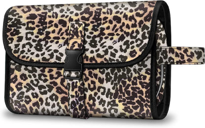 Portable Toiletry Cosmetic Travel Bag, Large Water Resistant Hanging Makeup Organizer Storage Pouch Case for Women Girls (Jungle Night)