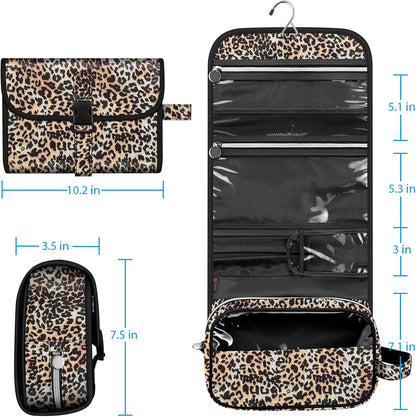 Portable Toiletry Cosmetic Travel Bag, Large Water Resistant Hanging Makeup Organizer Storage Pouch Case for Women Girls (Jungle Night)