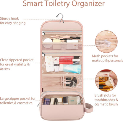 Portable Toiletry Cosmetic Travel Bag, Large Water Resistant Hanging Makeup Organizer Storage Pouch Case for Women Girls (Jungle Night)
