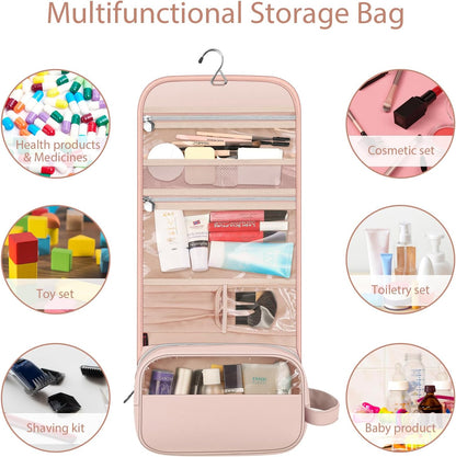 Portable Toiletry Cosmetic Travel Bag, Large Water Resistant Hanging Makeup Organizer Storage Pouch Case for Women Girls (Jungle Night)