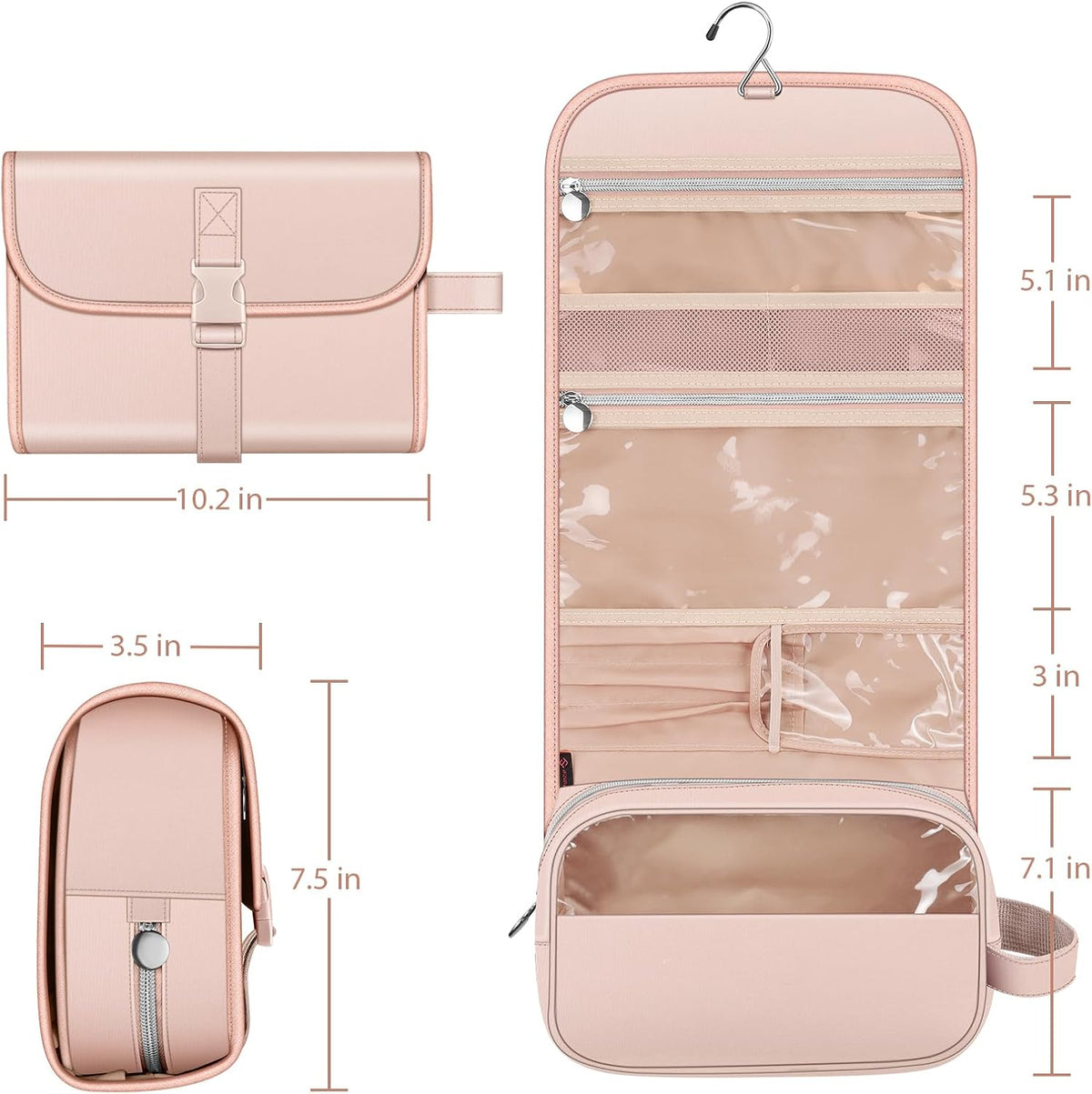 Portable Toiletry Cosmetic Travel Bag, Large Water Resistant Hanging Makeup Organizer Storage Pouch Case for Women Girls (Jungle Night)
