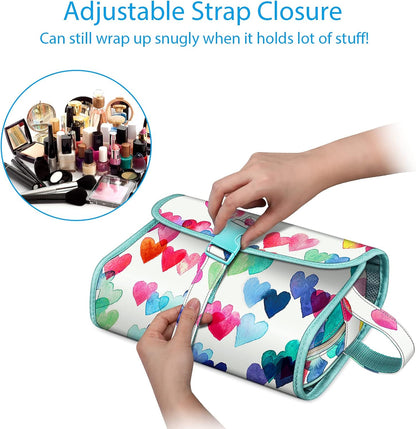 Portable Toiletry Cosmetic Travel Bag, Large Water Resistant Hanging Makeup Organizer Storage Pouch Case for Women Girls (Jungle Night)