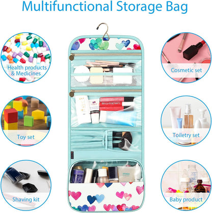 Portable Toiletry Cosmetic Travel Bag, Large Water Resistant Hanging Makeup Organizer Storage Pouch Case for Women Girls (Jungle Night)