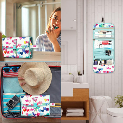 Portable Toiletry Cosmetic Travel Bag, Large Water Resistant Hanging Makeup Organizer Storage Pouch Case for Women Girls (Jungle Night)