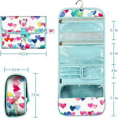 Portable Toiletry Cosmetic Travel Bag, Large Water Resistant Hanging Makeup Organizer Storage Pouch Case for Women Girls (Jungle Night)