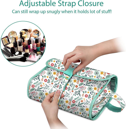 Portable Toiletry Cosmetic Travel Bag, Large Water Resistant Hanging Makeup Organizer Storage Pouch Case for Women Girls (Jungle Night)