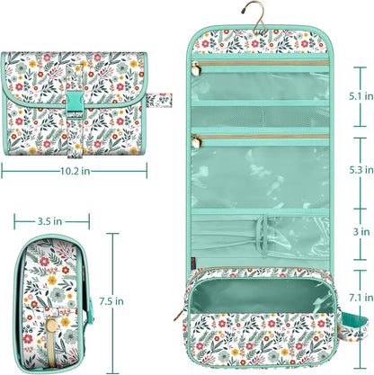 Portable Toiletry Cosmetic Travel Bag, Large Water Resistant Hanging Makeup Organizer Storage Pouch Case for Women Girls (Jungle Night)