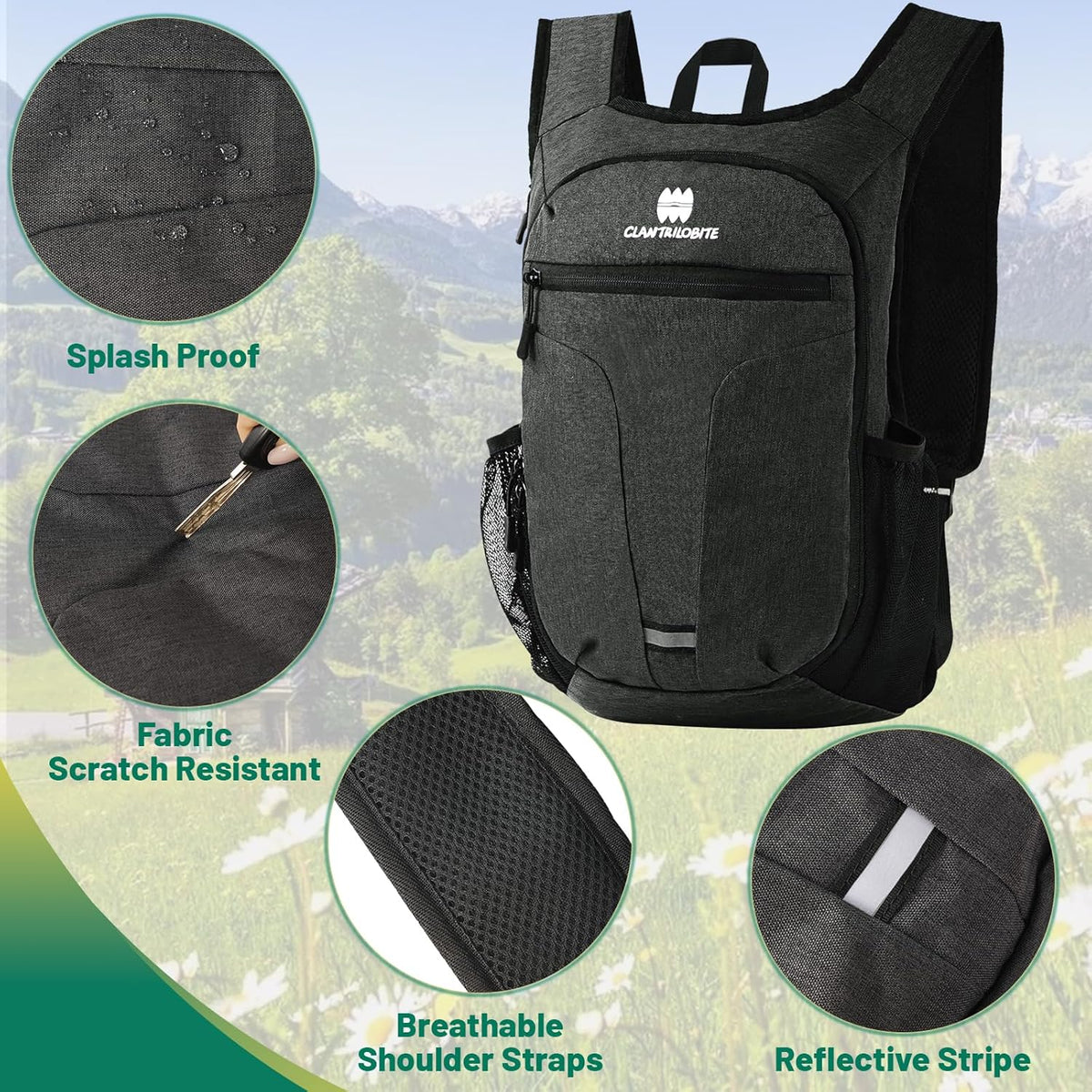 20L Small Hiking Backpack for Women - Lightweight Packable Backpack for Men, Waterproof Foldable Daypack for Travel, Hiking, and Daily Use, Adjustable Chest Strap Multiple Pockets, Black