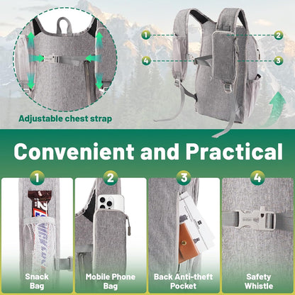 20L Small Hiking Backpack for Women - Lightweight Packable Backpack for Men, Waterproof Foldable Daypack for Travel, Hiking, and Daily Use, Adjustable Chest Strap Multiple Pockets, Black