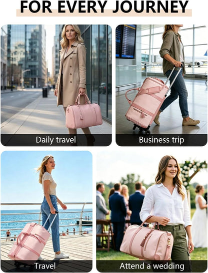 3 in 1 Convertible Garment Duffle Bags for Travel 45L Smooth Zipper Rolling Duffle Bag With Wheels Waterproof Carry On Duffle Bag for Men&Women with Weekends Weddings Business Short Trips Black