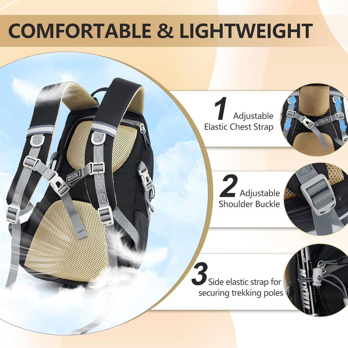 Small Hiking Backpack, 20L Lightweight Travel Backpacks For Men Women, Water Resistant Outdoor Day Pack, Ultralight Camping Daypack Backpacks Fit For Camping. (With Rain-cover)