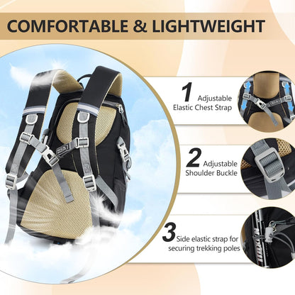 Small Hiking Backpack, 20L Lightweight Travel Backpacks For Men Women, Water Resistant Outdoor Day Pack, Ultralight Camping Daypack Backpacks Fit For Camping. (With Rain-cover)