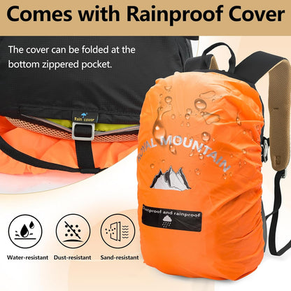 Small Hiking Backpack, 20L Lightweight Travel Backpacks For Men Women, Water Resistant Outdoor Day Pack, Ultralight Camping Daypack Backpacks Fit For Camping. (With Rain-cover)