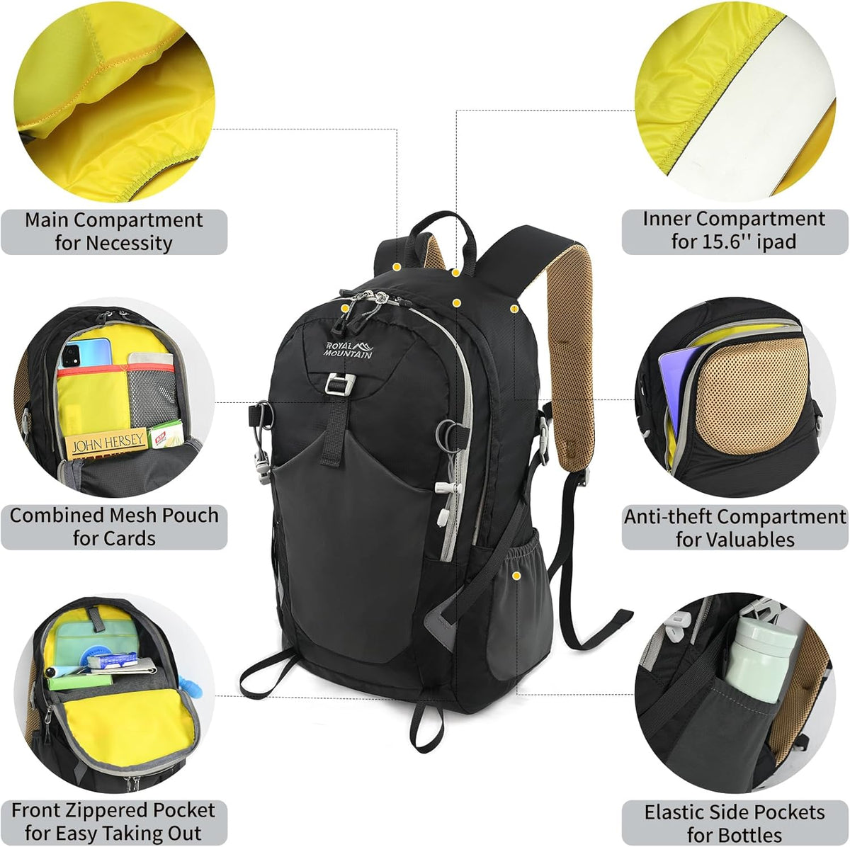 Small Hiking Backpack, 20L Lightweight Travel Backpacks For Men Women, Water Resistant Outdoor Day Pack, Ultralight Camping Daypack Backpacks Fit For Camping. (With Rain-cover)
