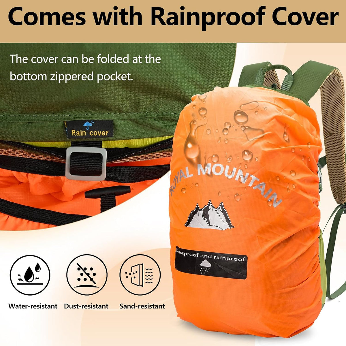 Small Hiking Backpack, 20L Lightweight Travel Backpacks For Men Women, Water Resistant Outdoor Day Pack, Ultralight Camping Daypack Backpacks Fit For Camping. (With Rain-cover)