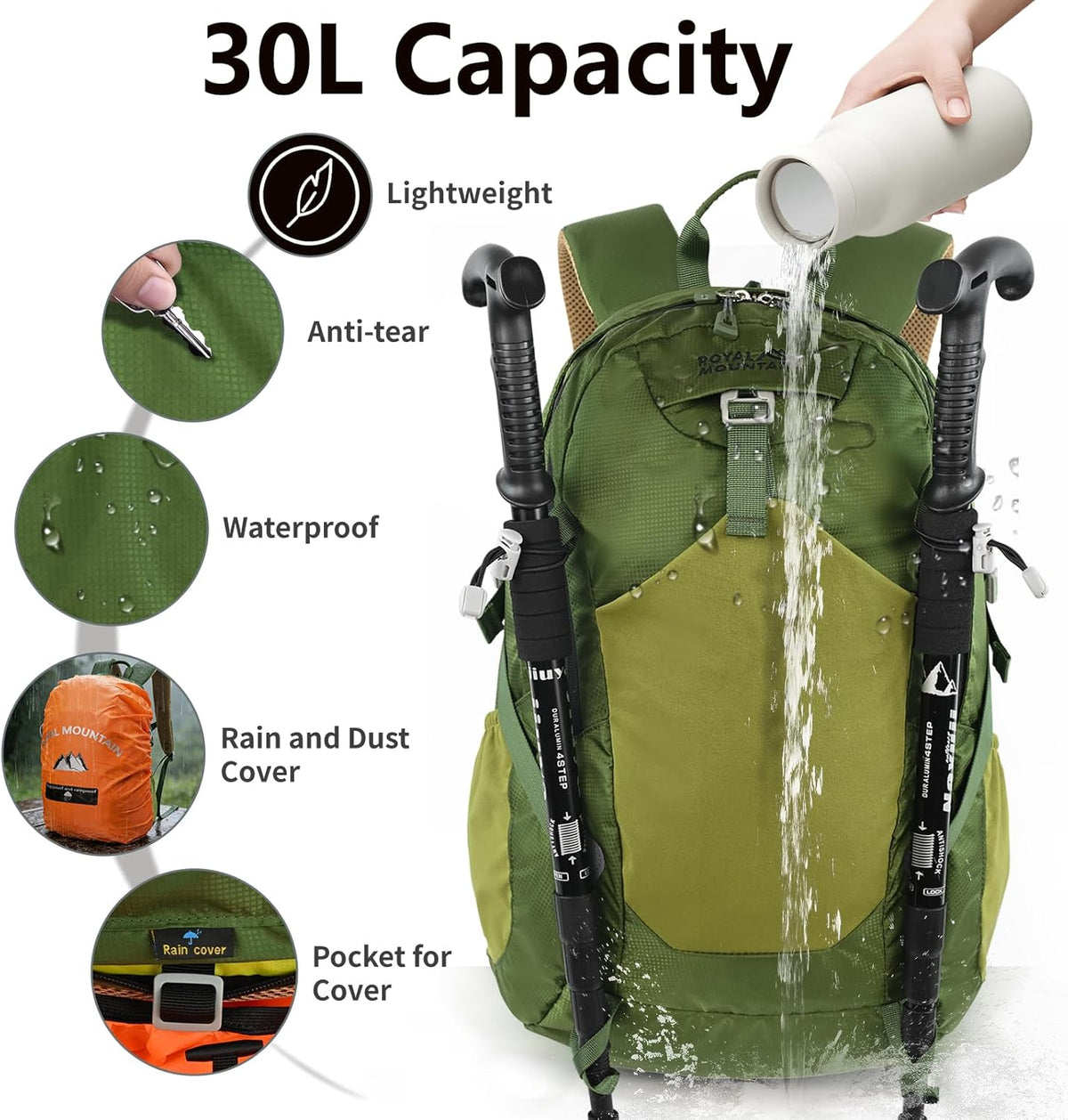 Small Hiking Backpack, 20L Lightweight Travel Backpacks For Men Women, Water Resistant Outdoor Day Pack, Ultralight Camping Daypack Backpacks Fit For Camping. (With Rain-cover)