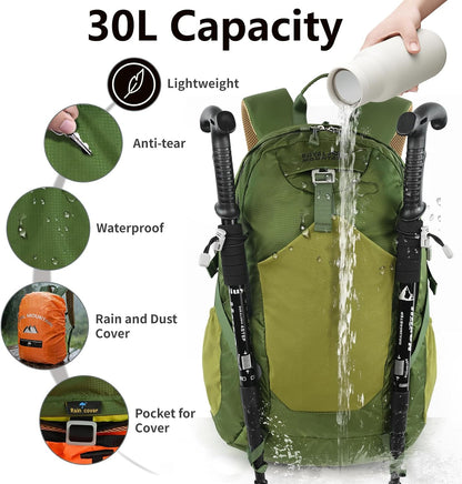 Small Hiking Backpack, 20L Lightweight Travel Backpacks For Men Women, Water Resistant Outdoor Day Pack, Ultralight Camping Daypack Backpacks Fit For Camping. (With Rain-cover)