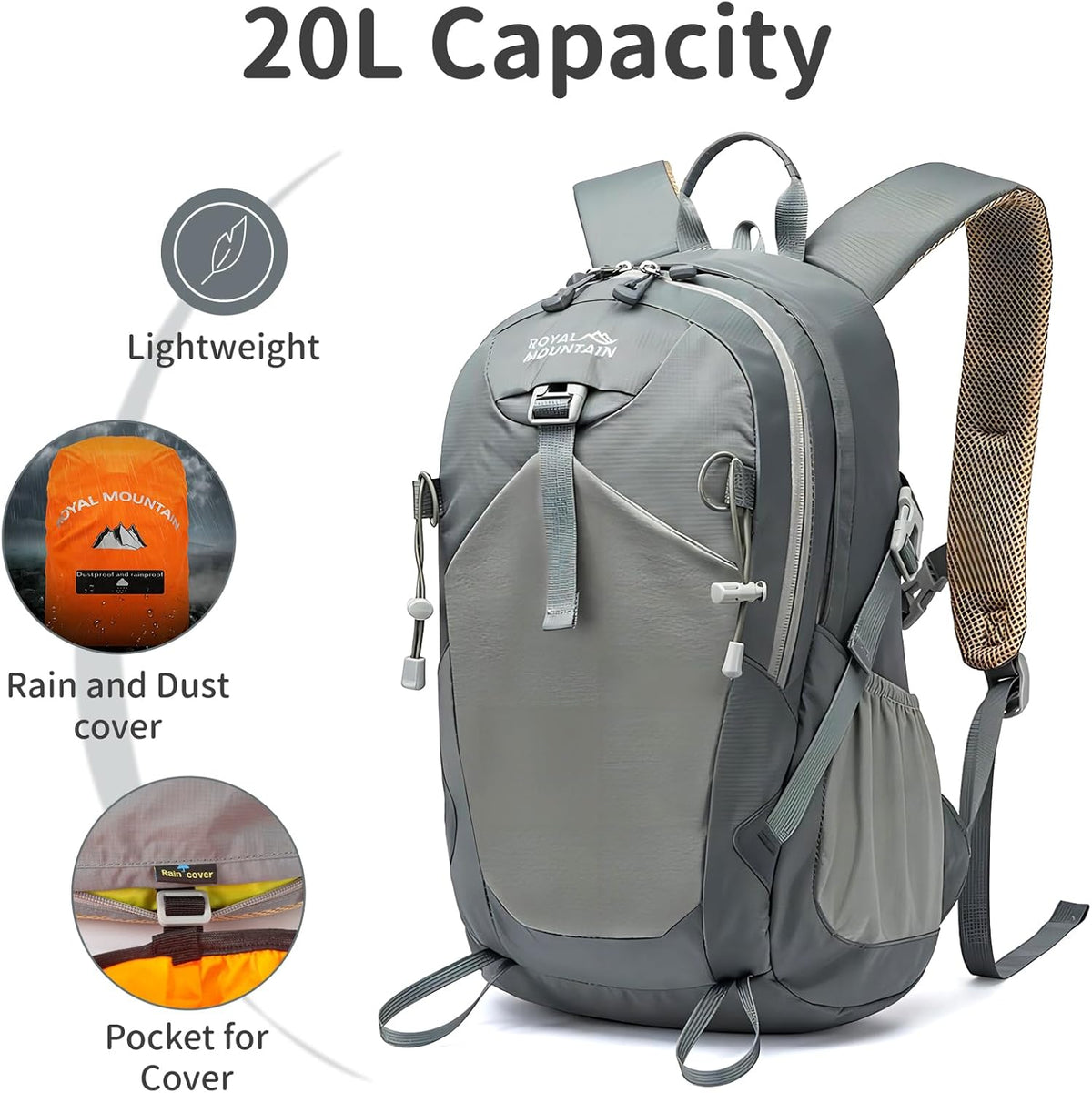Small Hiking Backpack, 20L Lightweight Travel Backpacks For Men Women, Water Resistant Outdoor Day Pack, Ultralight Camping Daypack Backpacks Fit For Camping. (With Rain-cover)