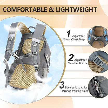 Small Hiking Backpack, 20L Lightweight Travel Backpacks For Men Women, Water Resistant Outdoor Day Pack, Ultralight Camping Daypack Backpacks Fit For Camping. (With Rain-cover)