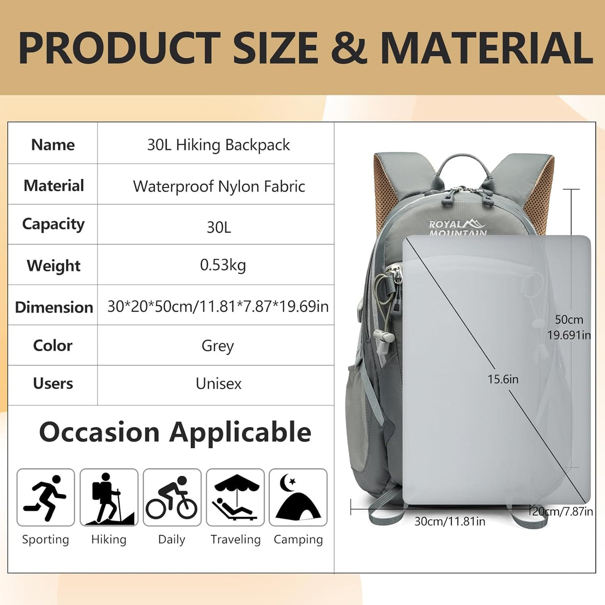 Small Hiking Backpack, 20L Lightweight Travel Backpacks For Men Women, Water Resistant Outdoor Day Pack, Ultralight Camping Daypack Backpacks Fit For Camping. (With Rain-cover)