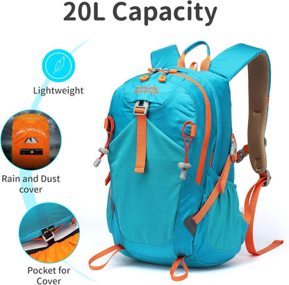 Small Hiking Backpack, 20L Lightweight Travel Backpacks For Men Women, Water Resistant Outdoor Day Pack, Ultralight Camping Daypack Backpacks Fit For Camping. (With Rain-cover)