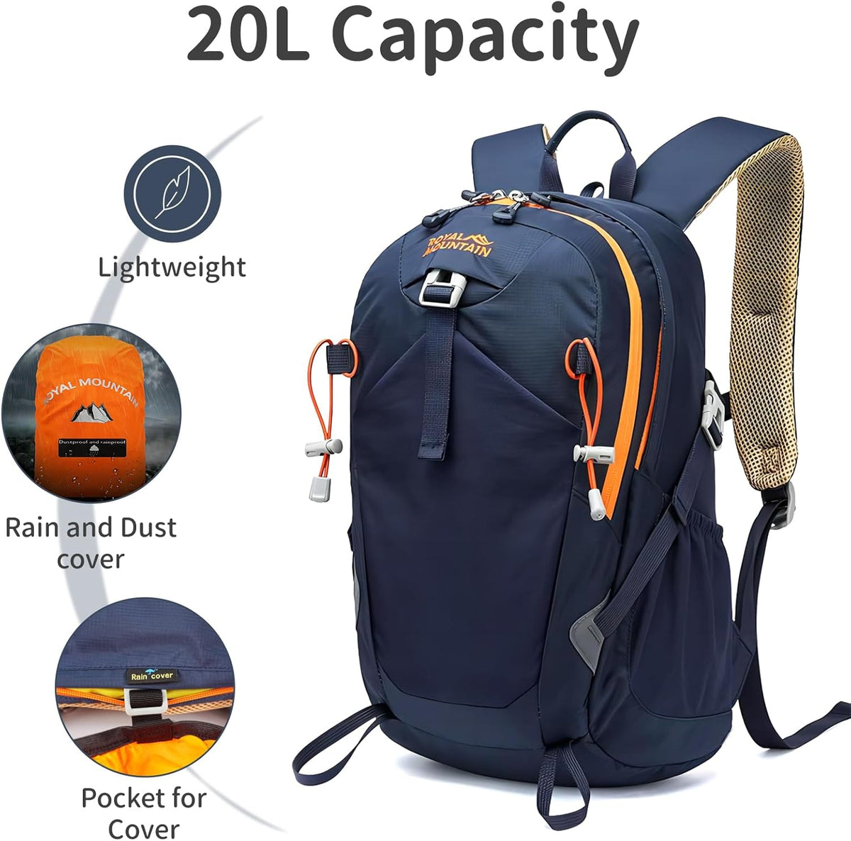 Small Hiking Backpack, 20L Lightweight Travel Backpacks For Men Women, Water Resistant Outdoor Day Pack, Ultralight Camping Daypack Backpacks Fit For Camping. (With Rain-cover)