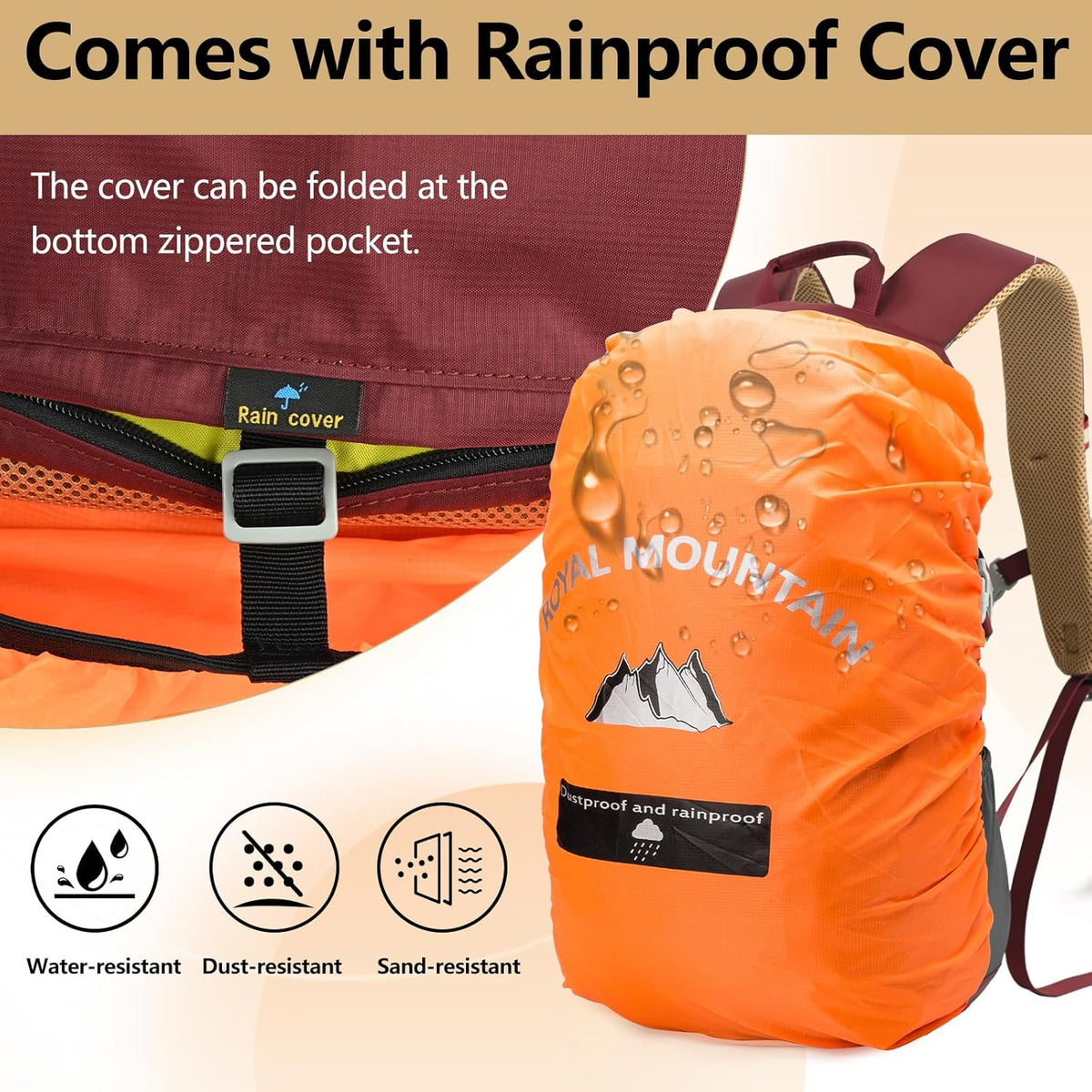 Small Hiking Backpack, 20L Lightweight Travel Backpacks For Men Women, Water Resistant Outdoor Day Pack, Ultralight Camping Daypack Backpacks Fit For Camping. (With Rain-cover)
