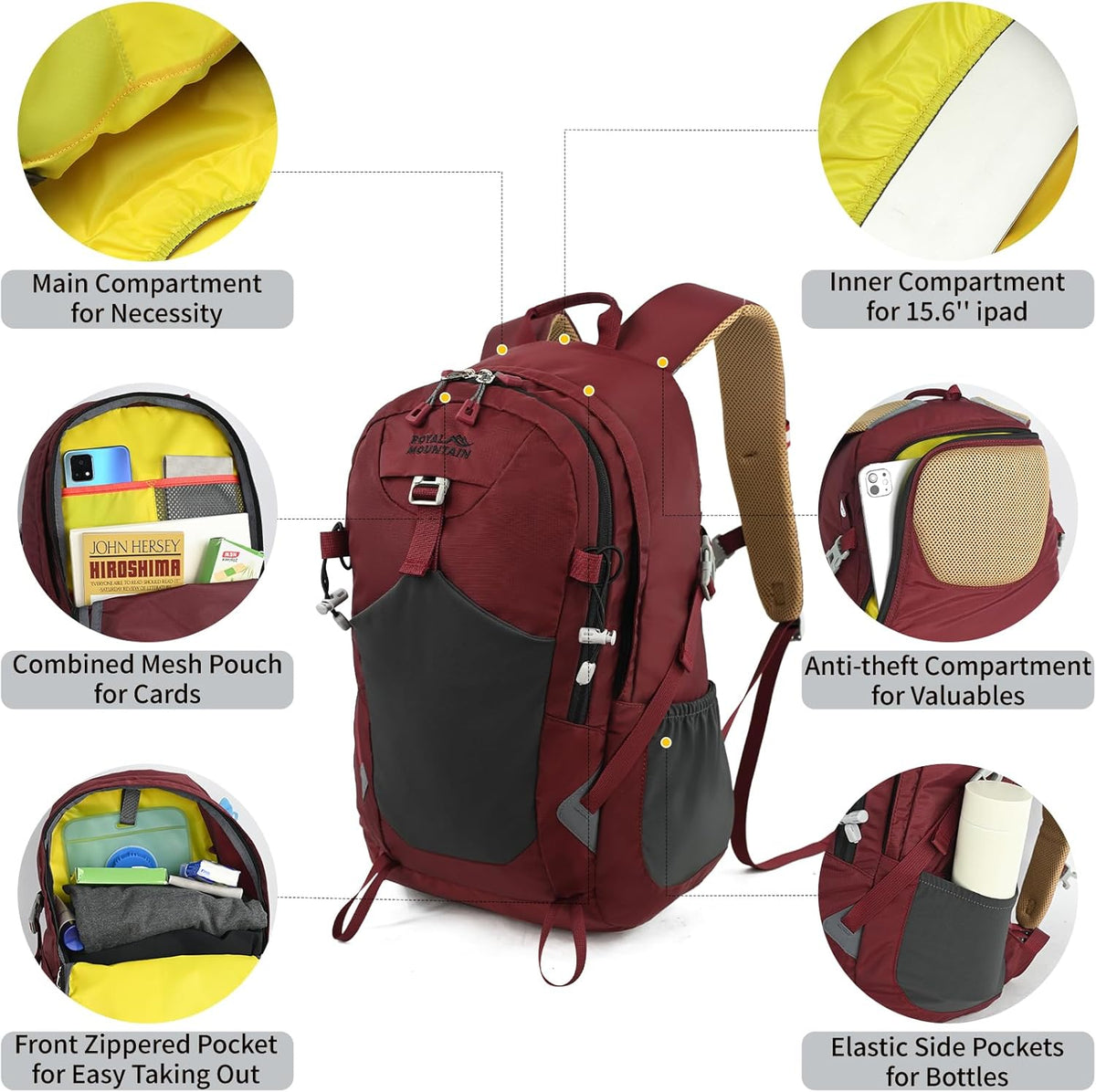 Small Hiking Backpack, 20L Lightweight Travel Backpacks For Men Women, Water Resistant Outdoor Day Pack, Ultralight Camping Daypack Backpacks Fit For Camping. (With Rain-cover)