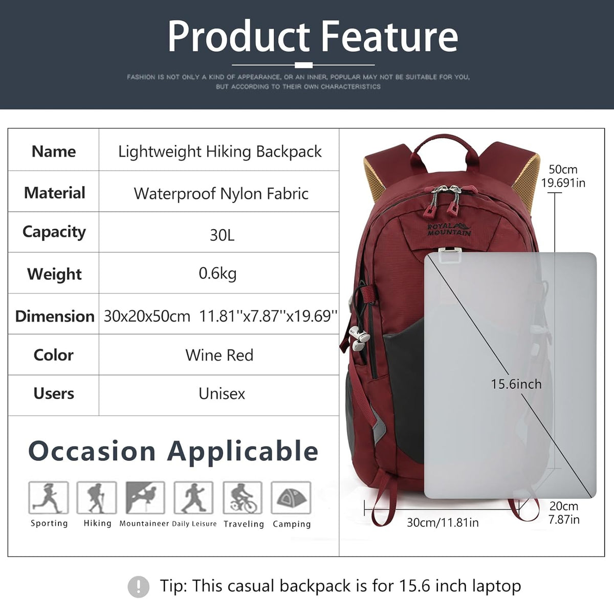 Small Hiking Backpack, 20L Lightweight Travel Backpacks For Men Women, Water Resistant Outdoor Day Pack, Ultralight Camping Daypack Backpacks Fit For Camping. (With Rain-cover)