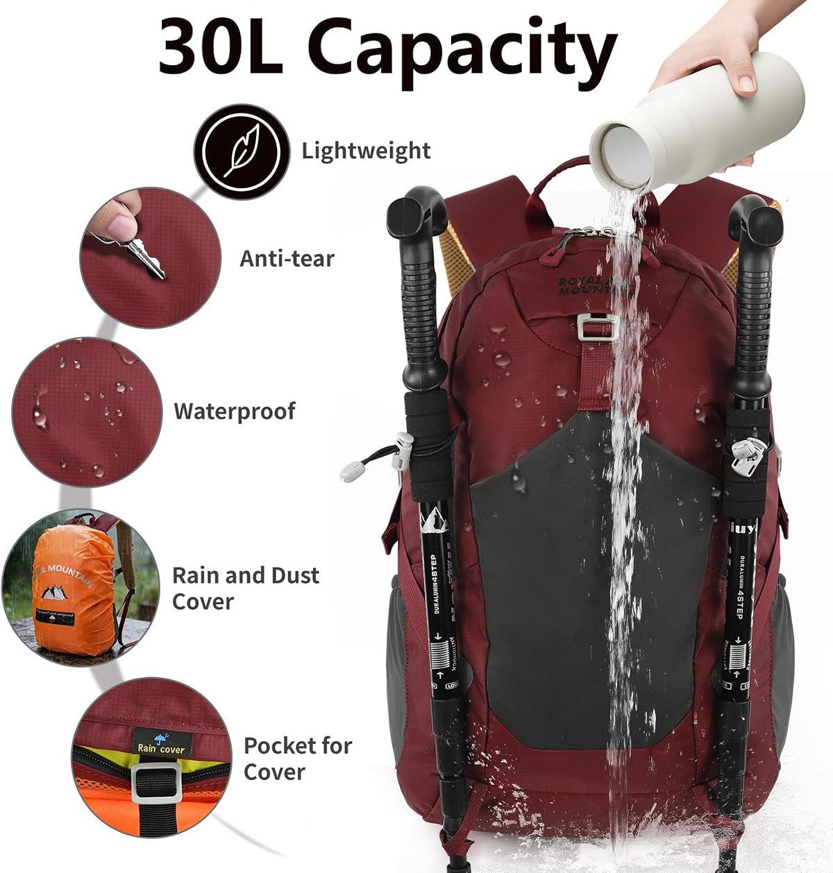 Small Hiking Backpack, 20L Lightweight Travel Backpacks For Men Women, Water Resistant Outdoor Day Pack, Ultralight Camping Daypack Backpacks Fit For Camping. (With Rain-cover)