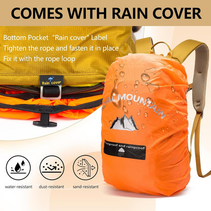 Small Hiking Backpack, 20L Lightweight Travel Backpacks For Men Women, Water Resistant Outdoor Day Pack, Ultralight Camping Daypack Backpacks Fit For Camping. (With Rain-cover)