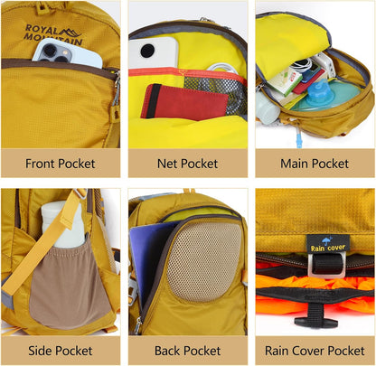Small Hiking Backpack, 20L Lightweight Travel Backpacks For Men Women, Water Resistant Outdoor Day Pack, Ultralight Camping Daypack Backpacks Fit For Camping. (With Rain-cover)