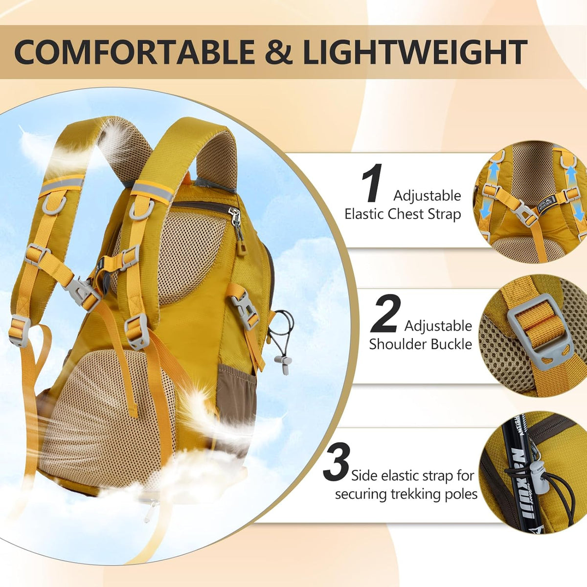 Small Hiking Backpack, 20L Lightweight Travel Backpacks For Men Women, Water Resistant Outdoor Day Pack, Ultralight Camping Daypack Backpacks Fit For Camping. (With Rain-cover)