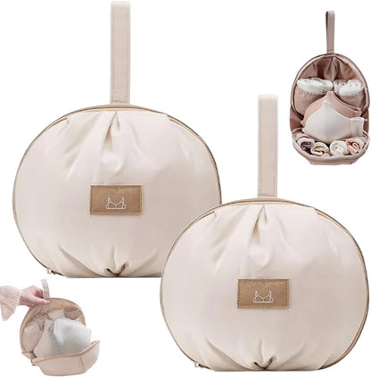 2 Pack Lingerie Storage Bag Set, Lingerie Bags for Storage, Travel Underwear Organizer Bag, Portable Lightweight Multi-Compartment Luggage Organizer for Clothes, Bras and Accessories (2 Pack-A)