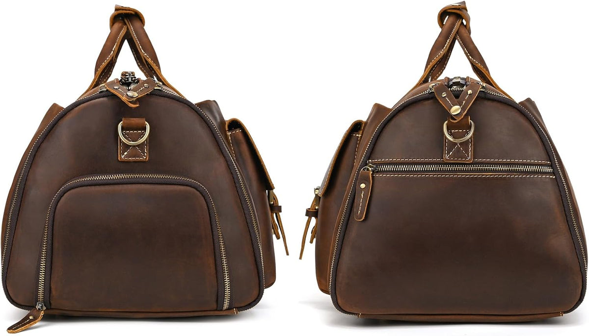 Men's Carry On Garment Bag, Convertible Garment Bag Full Grain Leather Duffle Bags with Shoe Pouch, 2 in 1 Hanging Suitcase Suit Travel Bags