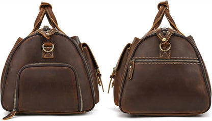 Men's Carry On Garment Bag, Convertible Garment Bag Full Grain Leather Duffle Bags with Shoe Pouch, 2 in 1 Hanging Suitcase Suit Travel Bags