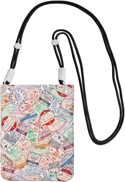 Passport Stamp for Crossbody Phone Bag, Small & Lightweight Crossbody Purse for Women with Adjustable Strap, Water-Resistant Daily Commuter Bag for Phone, Wallet, Keys