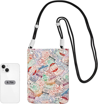 Passport Stamp for Crossbody Phone Bag, Small & Lightweight Crossbody Purse for Women with Adjustable Strap, Water-Resistant Daily Commuter Bag for Phone, Wallet, Keys