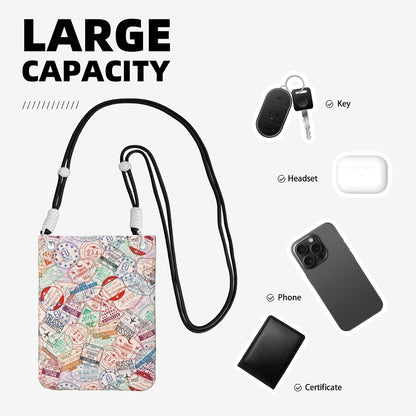 Passport Stamp for Crossbody Phone Bag, Small & Lightweight Crossbody Purse for Women with Adjustable Strap, Water-Resistant Daily Commuter Bag for Phone, Wallet, Keys
