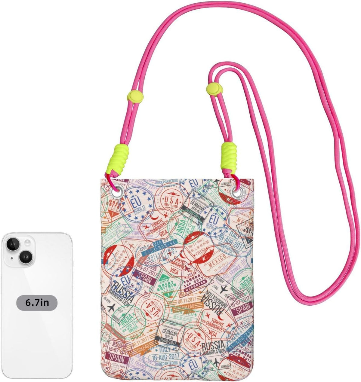 Passport Stamp for Crossbody Phone Bag, Small & Lightweight Crossbody Purse for Women with Adjustable Strap, Water-Resistant Daily Commuter Bag for Phone, Wallet, Keys
