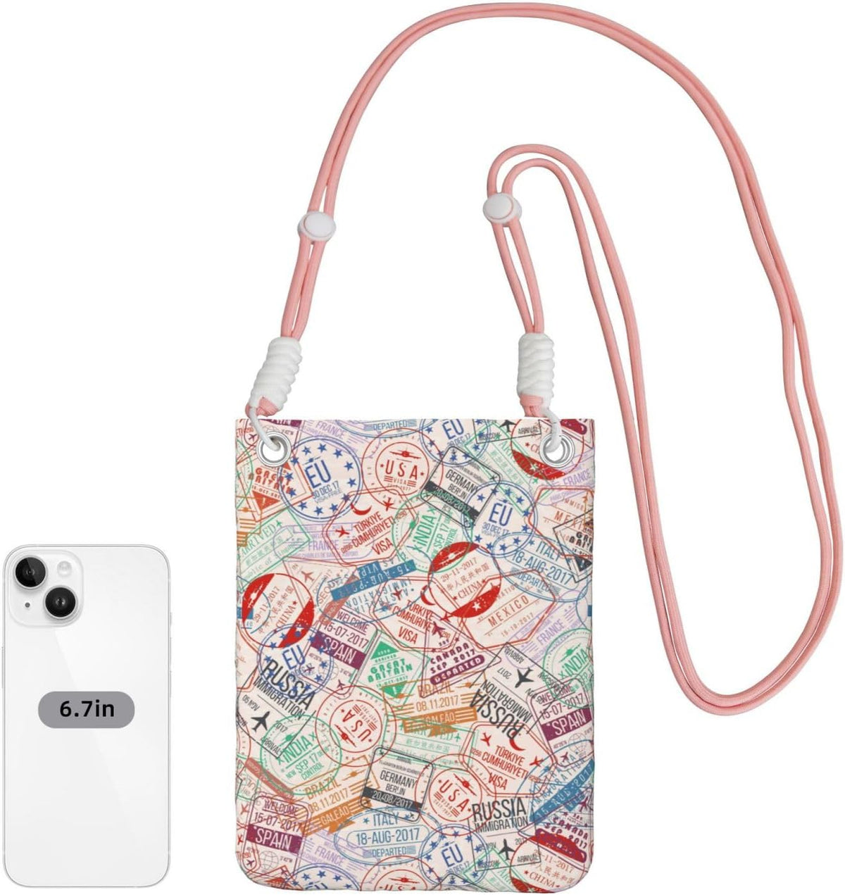 Passport Stamp for Crossbody Phone Bag, Small & Lightweight Crossbody Purse for Women with Adjustable Strap, Water-Resistant Daily Commuter Bag for Phone, Wallet, Keys