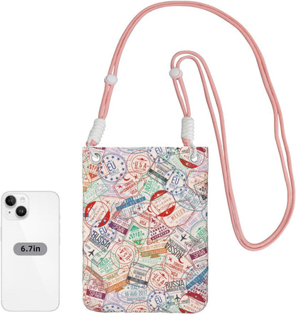 Passport Stamp for Crossbody Phone Bag, Small & Lightweight Crossbody Purse for Women with Adjustable Strap, Water-Resistant Daily Commuter Bag for Phone, Wallet, Keys